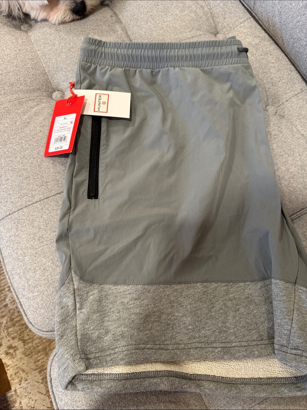 Hunter Gray Athletic Shorts with Zip Pocket